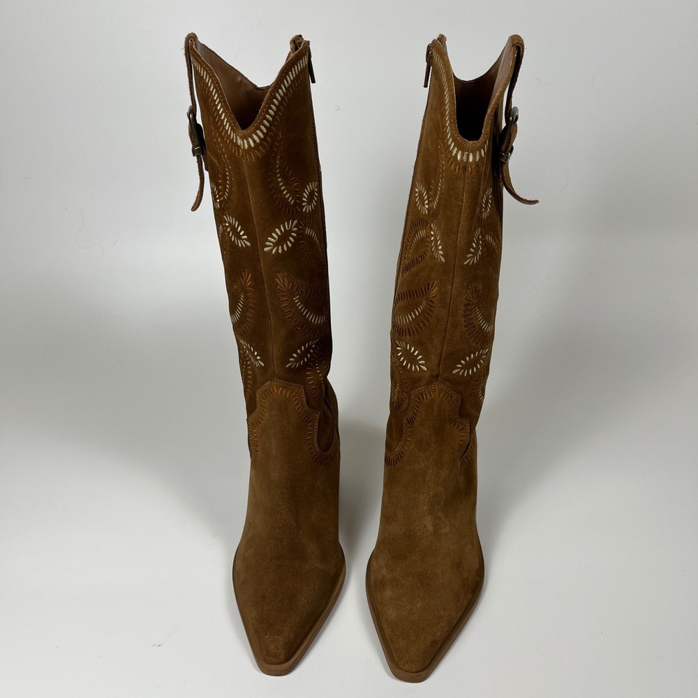 Seychelles Brown Suede Embroidered Country Western Boots Pointed Toe Sz 8 - Picture 4 of 10
